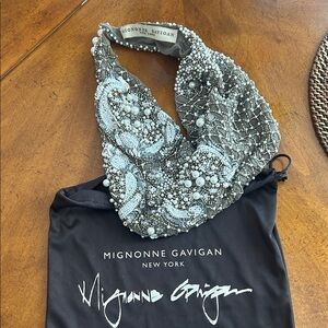 Mignonne Gavigan Silver and White Beaded Scarf
